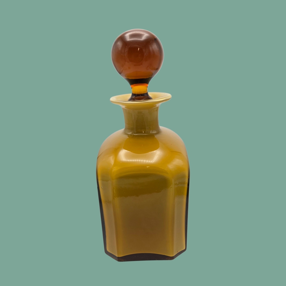 MCM Vintage Hand Blown Amber Case Glass Art Deco Bottle Artisan Made - Picture 4 of 11